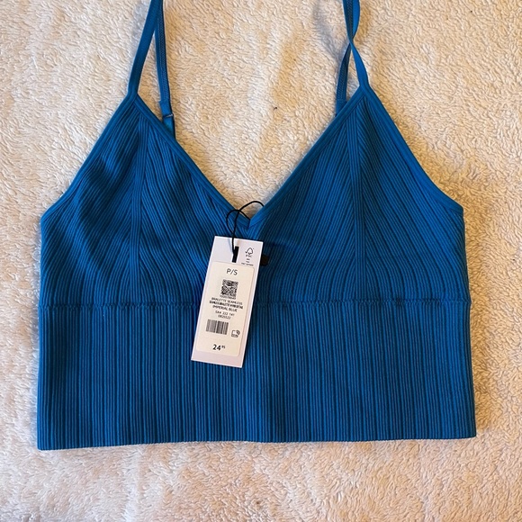 Dynamite Blue ribbed Crop top - Picture 1 of 2
